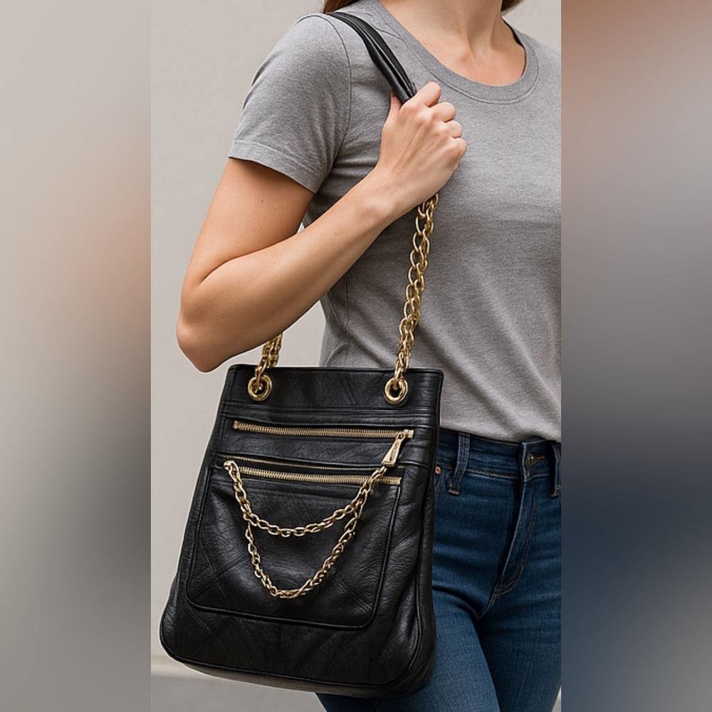 Betsey Johnson Black Crossbody Bag with Gold Accents